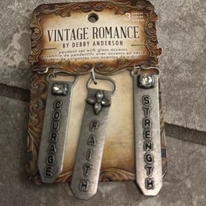 Vintage courage, faith, and strength pendent